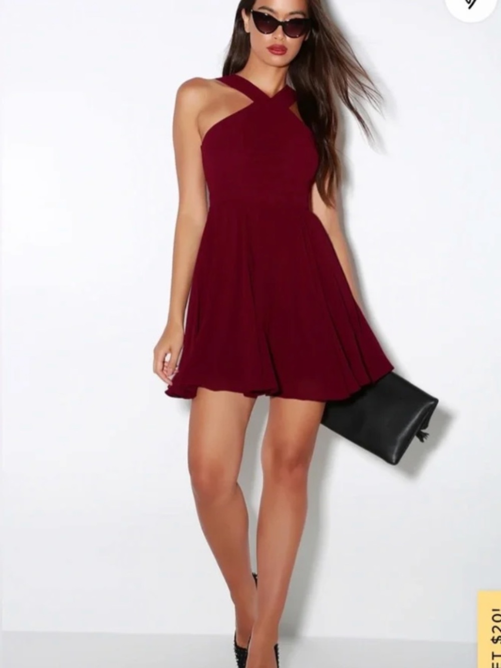 NWT Lulu's Forevermore Skater Halter Mini Dress Large - Picture 4 of 6